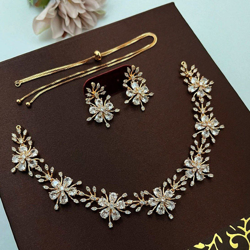 Aamrapali Gold Plated American Diamond Necklace Set