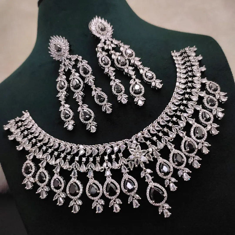 Aamrapali Silver Plated American Diamond Necklace Set