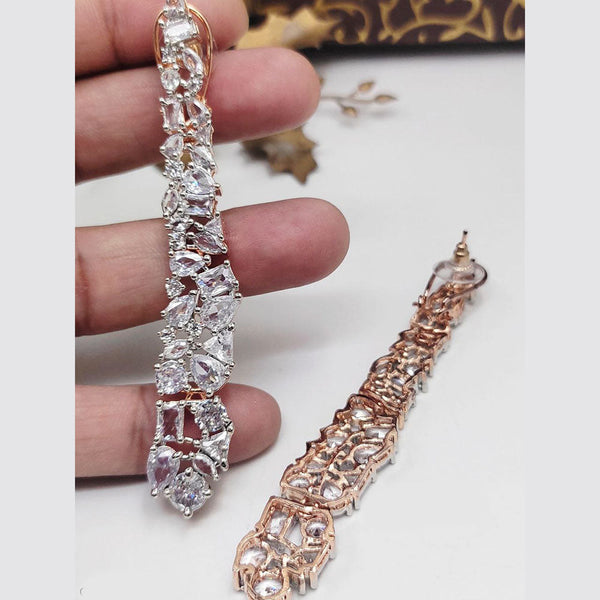 Aamrapali Rose Gold Plated American Diamonds Dangler Earrings