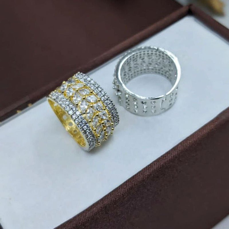 Aamrapali Gold And Silver Plated Austrian Stone Ring