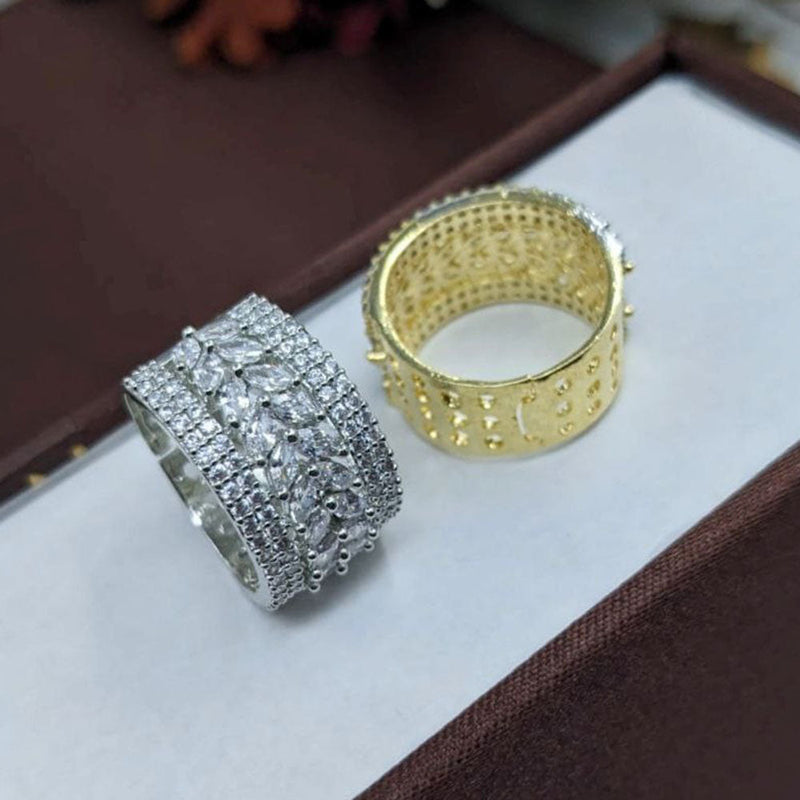 Aamrapali Gold And Silver Plated Austrian Stone Ring