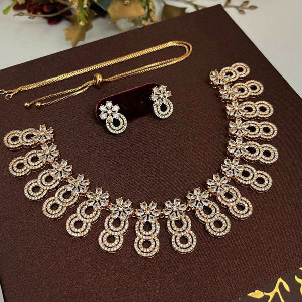 Aamrapali Gold Plated American Diamond Necklace Set