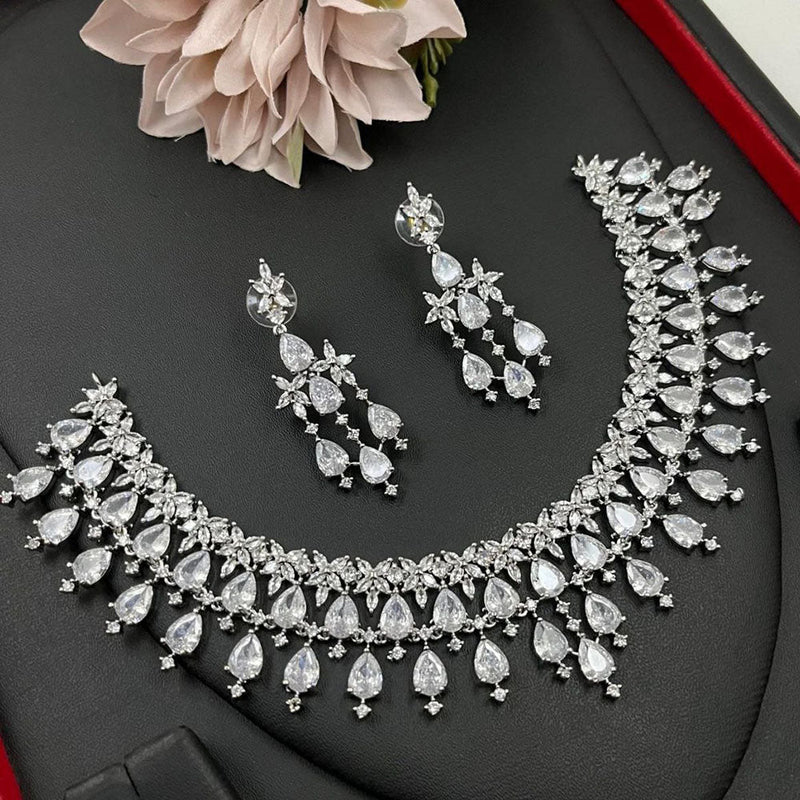 Aamrapali Silver Plated American Diamond Necklace Set