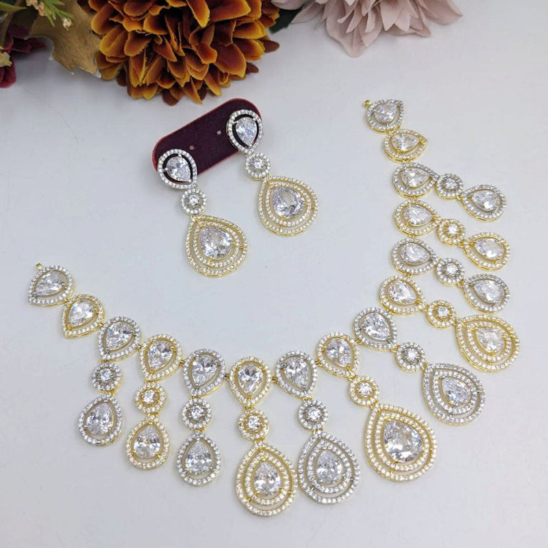 Aamrapali Silver Plated American Diamond Necklace Set