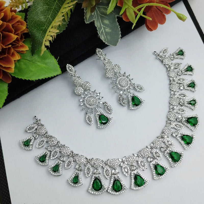 Aamrapali Silver Plated American Diamond Necklace Set