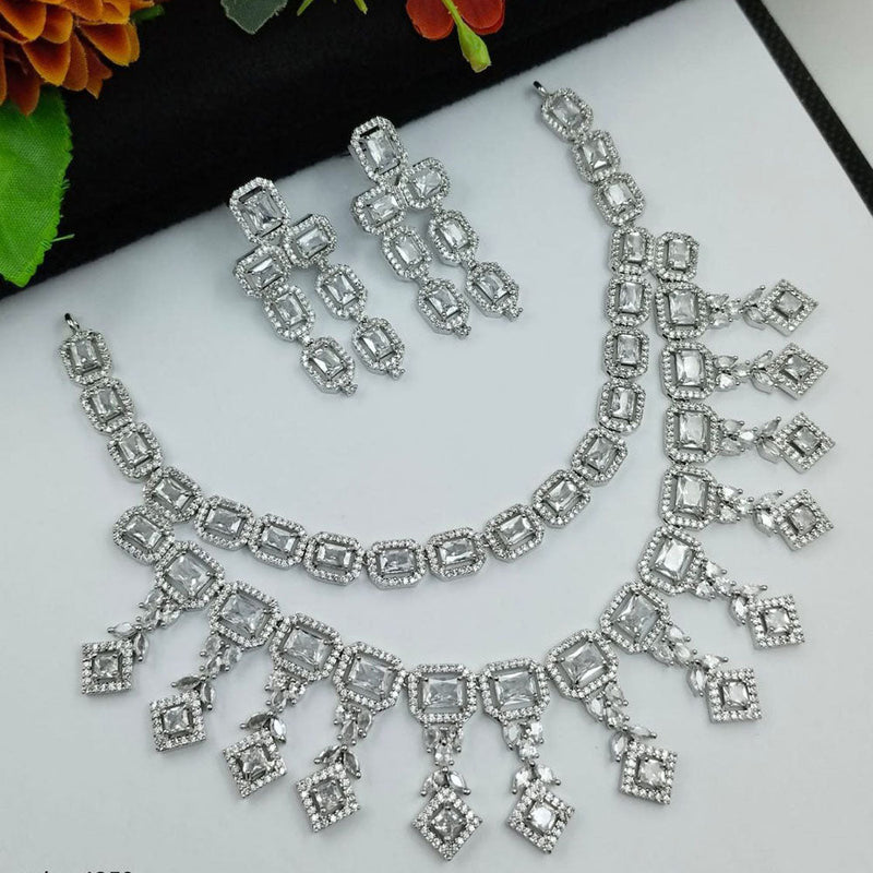 Aamrapali Silver Plated American Diamond Necklace Set