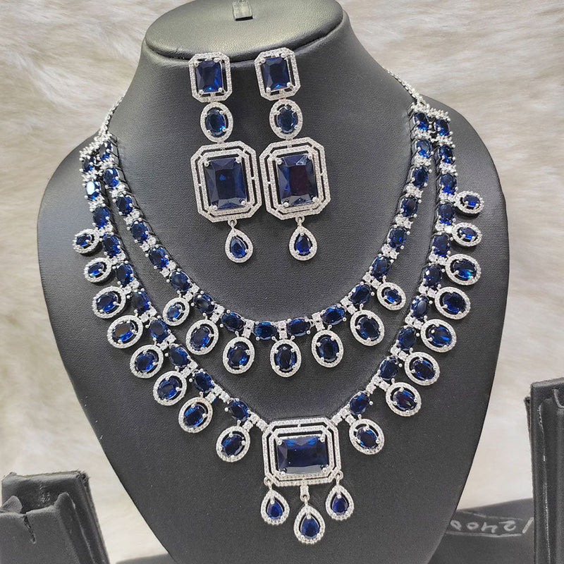 Aamrapali Silver Plated American Diamond Necklace Set