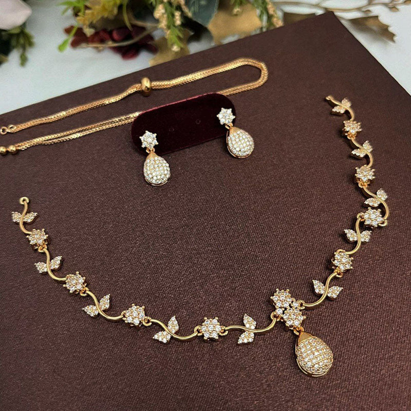 Aamrapali Gold Plated American Diamond Necklace Set