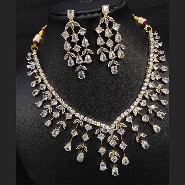 Aamrapali Gold Plated American Diamond Necklace Set