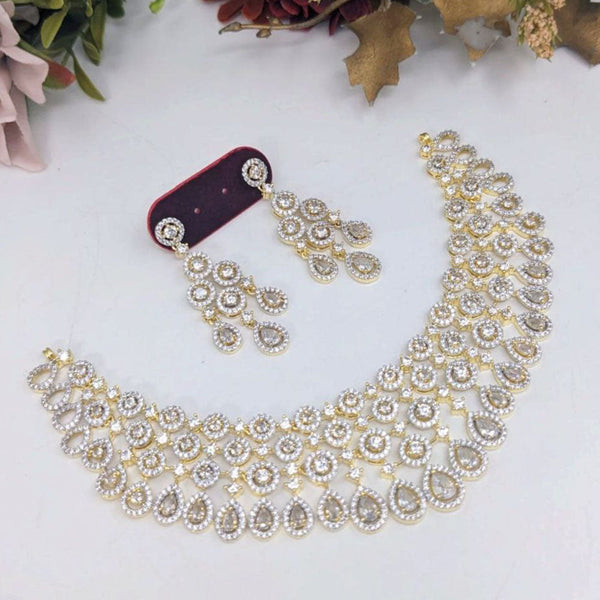 Aamrapali Gold Plated American Diamond Necklace Set