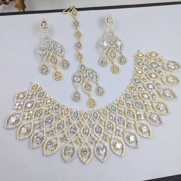 Aamrapali Gold Plated American Diamond Necklace Set