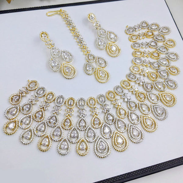 Aamrapali 2 Tone Plated American Diamond Necklace Set