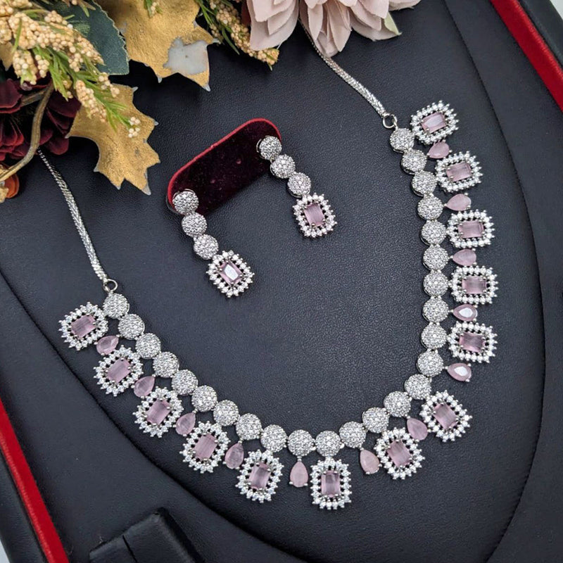 Aamrapali Silver Plated American Diamond Necklace Set