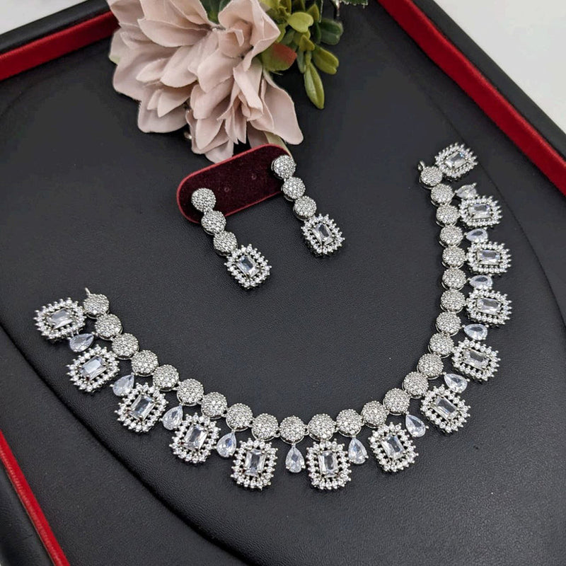 Aamrapali Silver Plated American Diamond Necklace Set