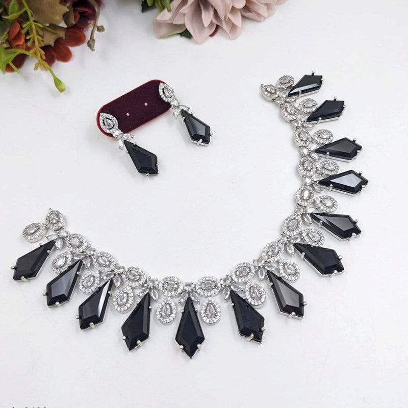 Aamrapali Silver Plated American Diamond Necklace Set