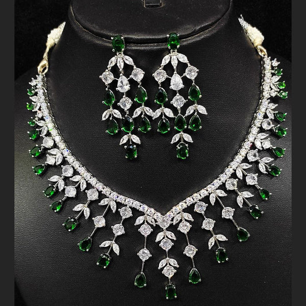 Aamrapali Silver Plated American Diamond Necklace Set