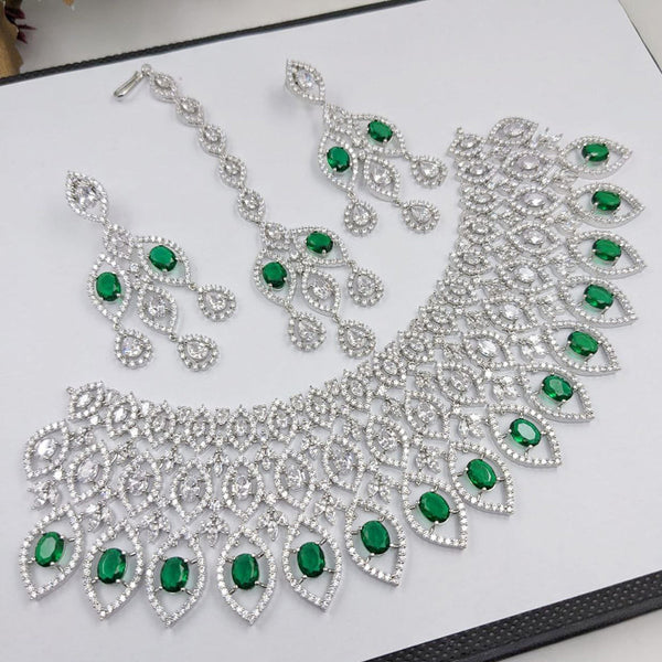 Aamrapali Silver Plated American Diamond Necklace Set