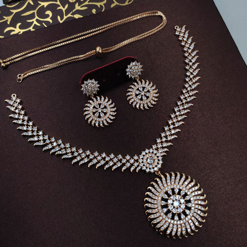 Aamrapali Gold Plated American Diamond Necklace Set