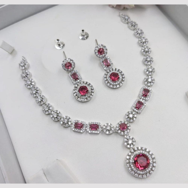 Aamrapali Silver Plated American Diamond Necklace Set