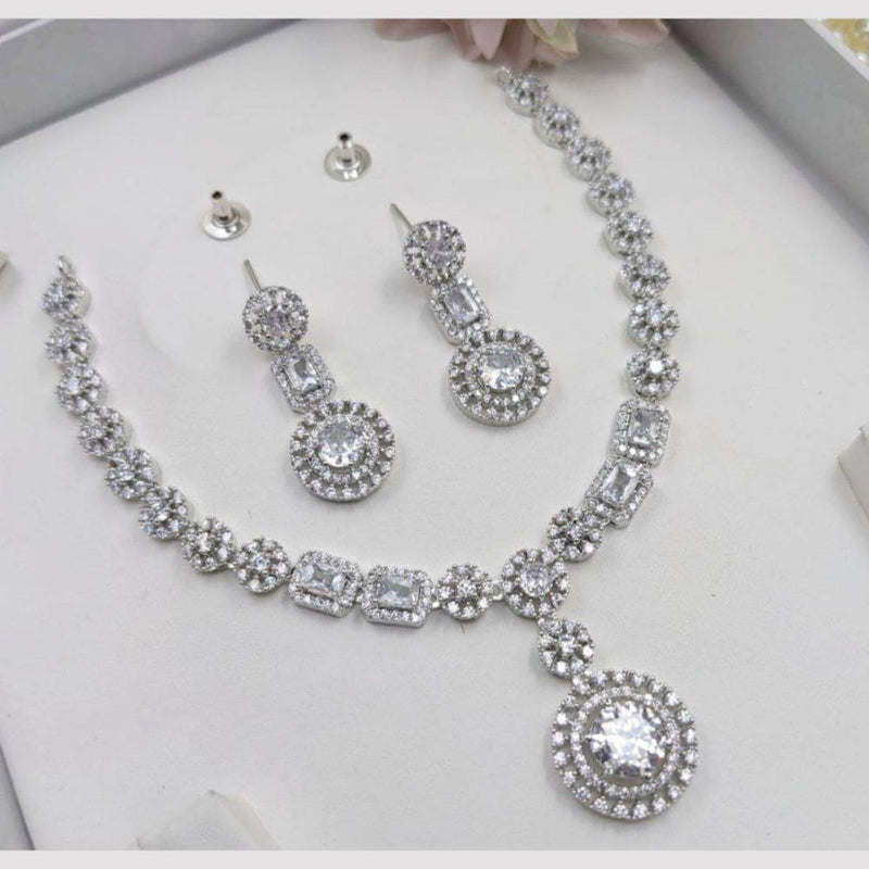 Aamrapali Silver Plated American Diamond Necklace Set