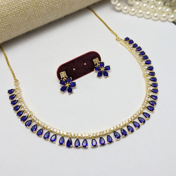 Aamrapali Gold Plated Crystal Stone Necklace Set