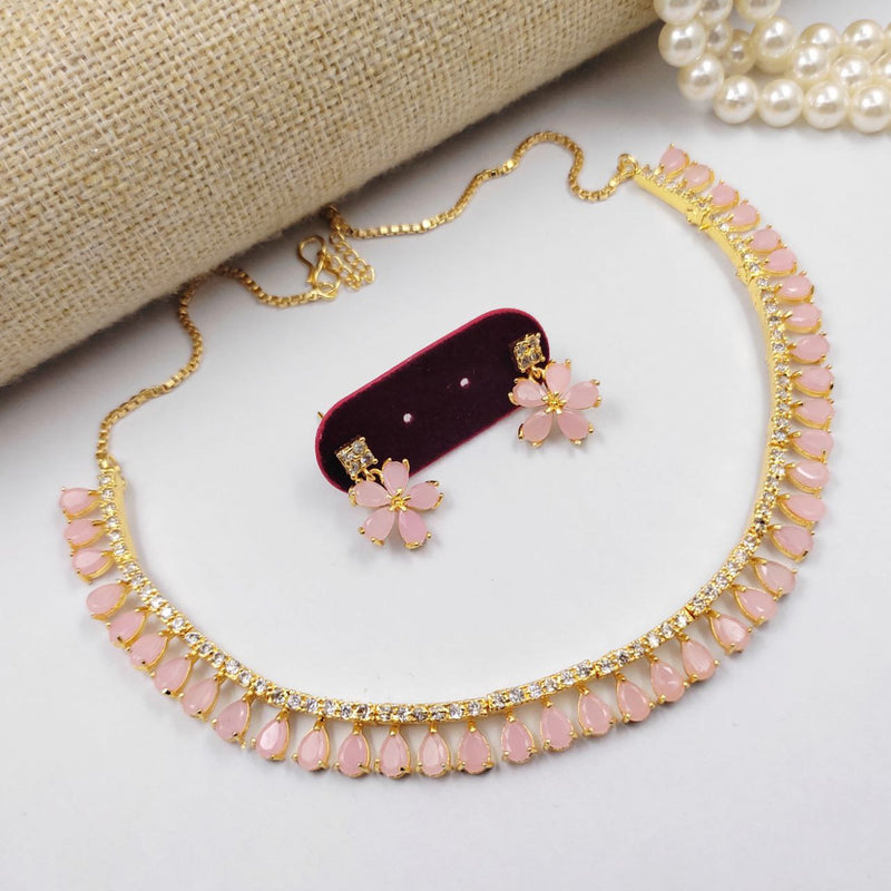 Aamrapali Gold Plated Crystal Stone Necklace Set