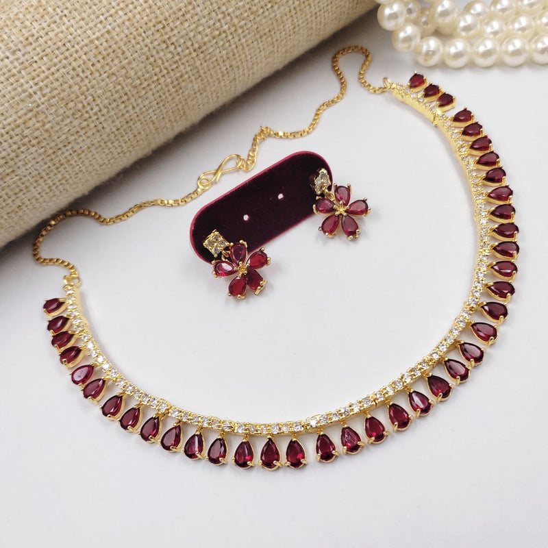 Aamrapali Gold Plated Crystal Stone Necklace Set