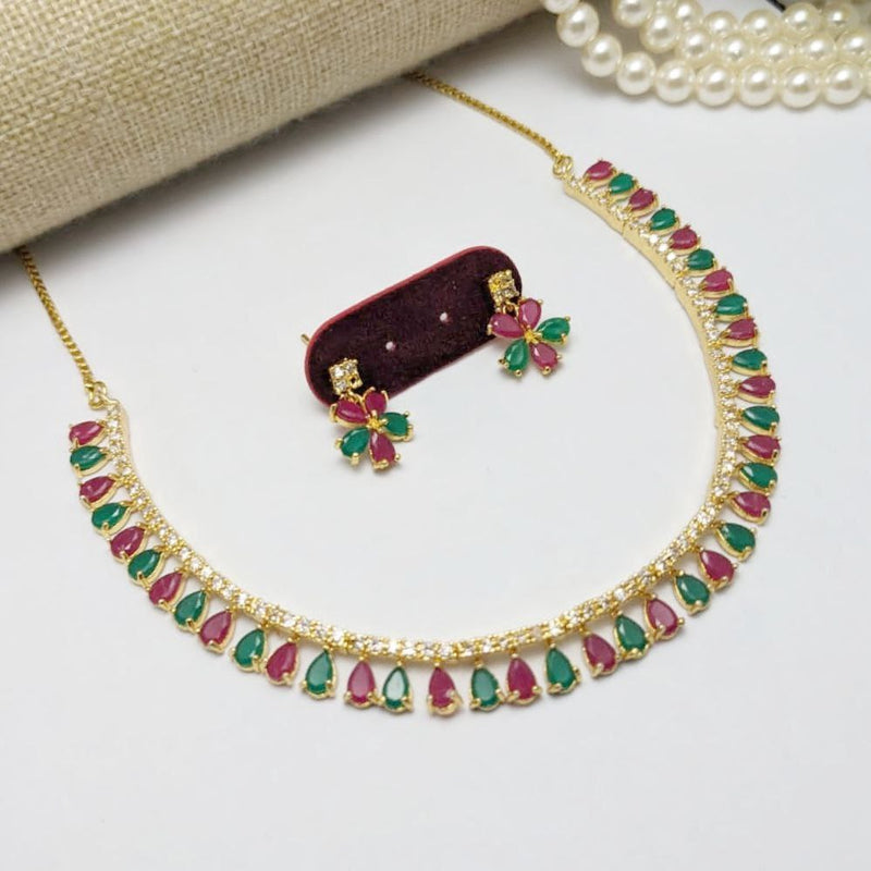 Aamrapali Gold Plated Crystal Stone Necklace Set