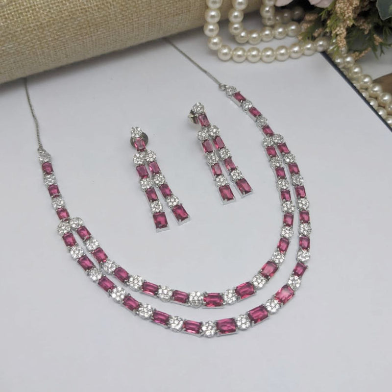 Aamrapali Silver Plated Crystal Stone Necklace Set