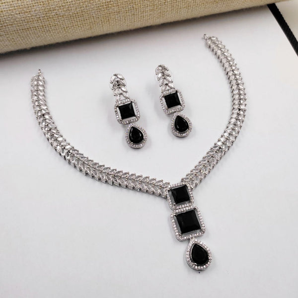 Aamrapali Silver Plated American Diamond Necklace Set