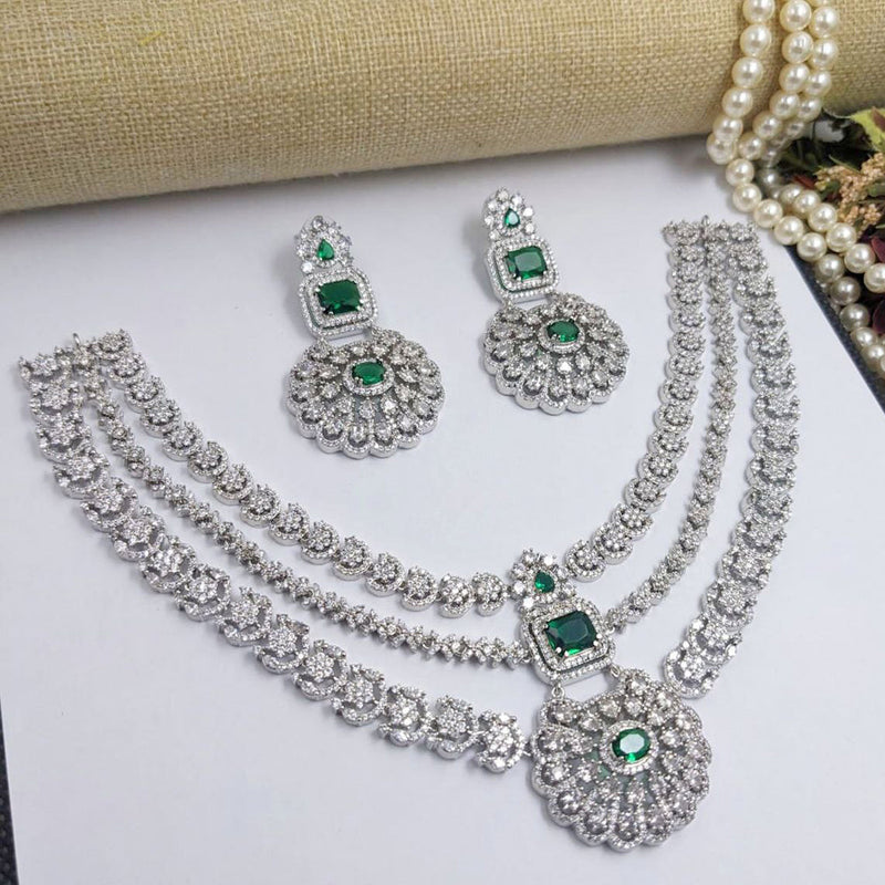 Aamrapali Silver Plated American Diamond Necklace Set