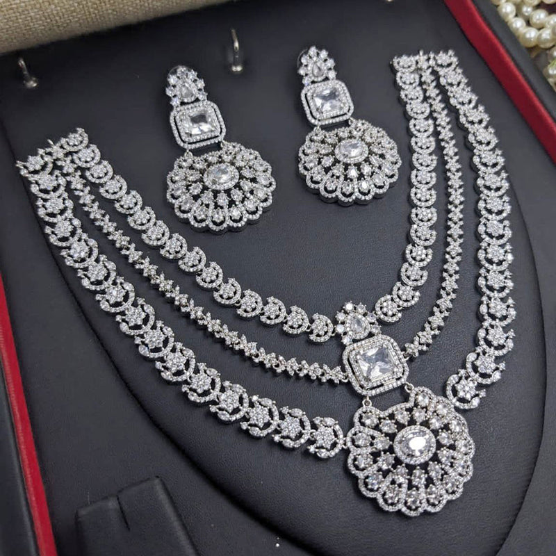 Aamrapali Silver Plated American Diamond Necklace Set