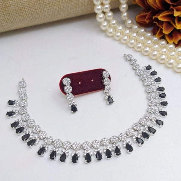 Aamrapali Silver Plated American Diamond Necklace Set