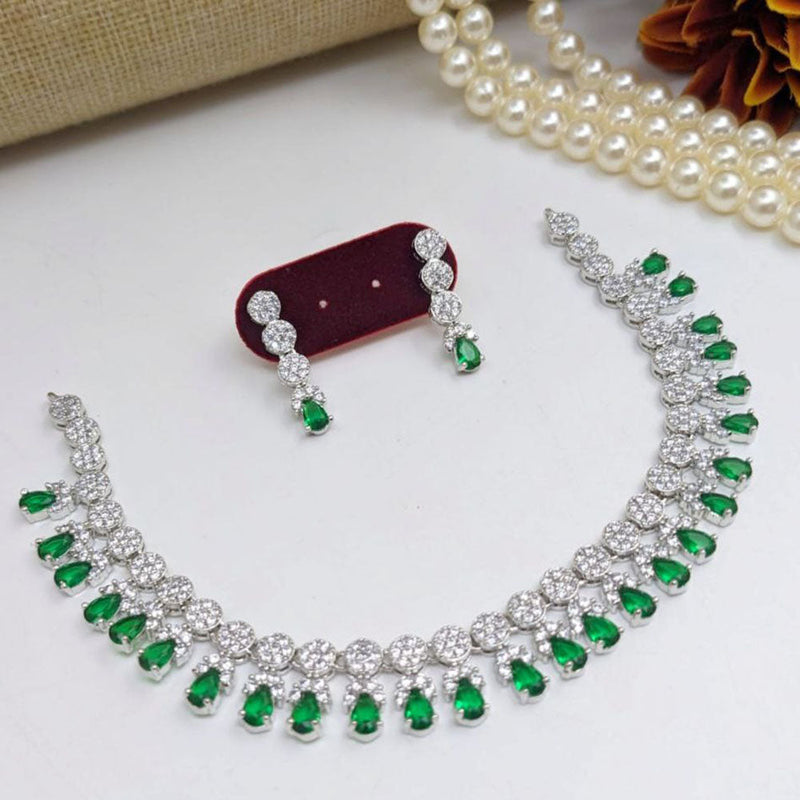 Aamrapali Silver Plated American Diamond Necklace Set