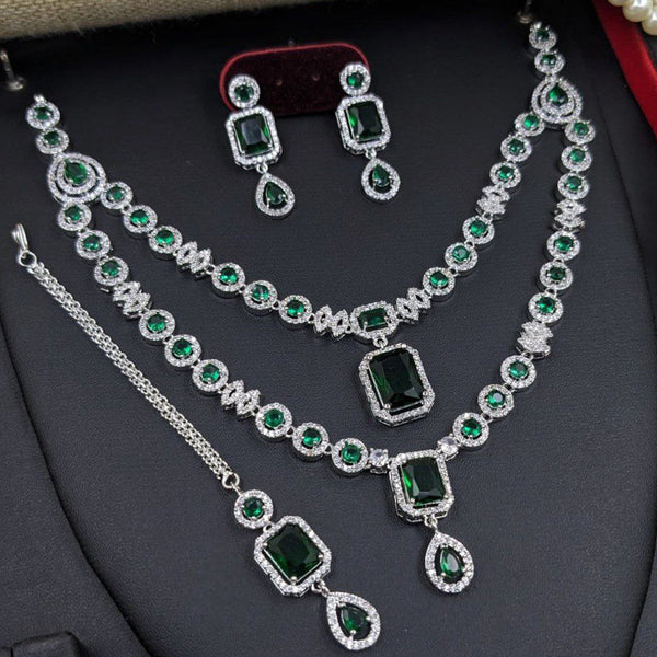 Aamrapali Silver Plated American Diamond Necklace Set