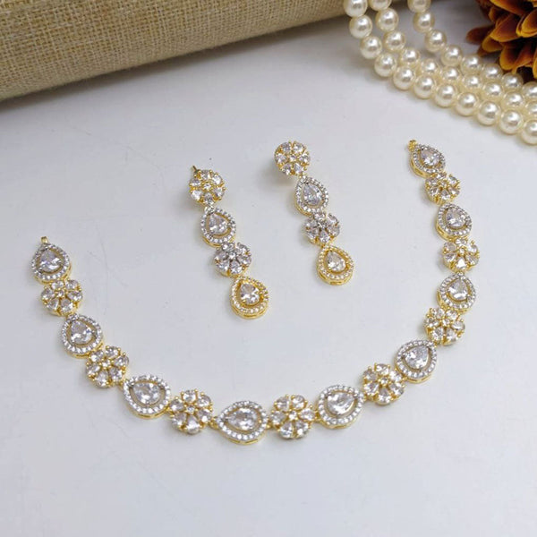 Aamrapali Gold Plated American Diamond Necklace Set