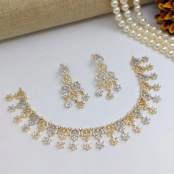 Aamrapali Gold Plated American Diamond Necklace Set