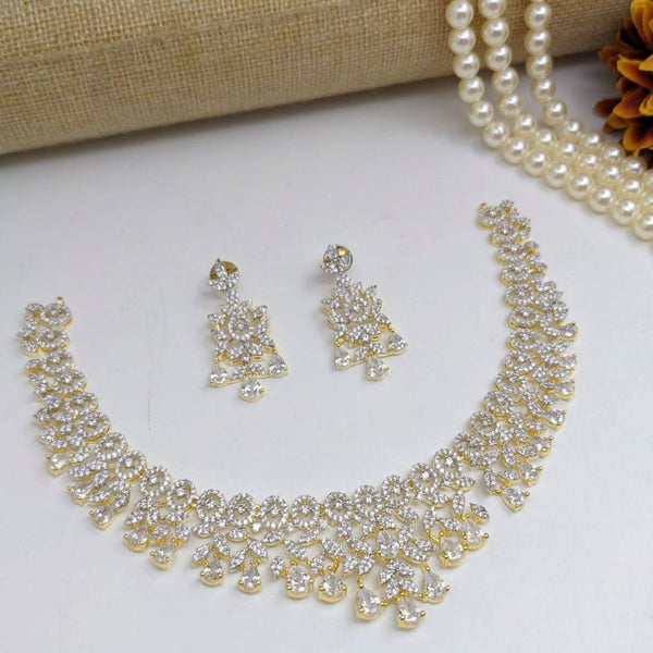 Aamrapali Gold Plated American Diamond Necklace Set