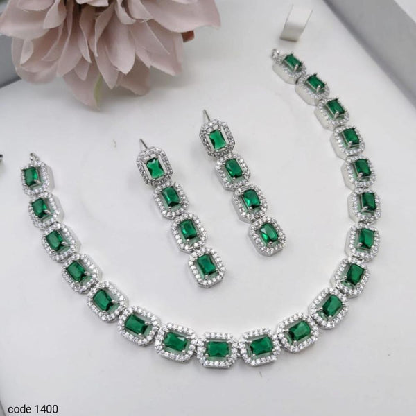 Aamrapali Silver Plated American Diamond Necklace Set