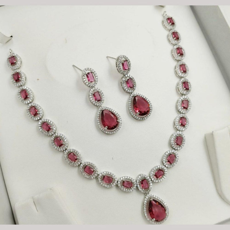 Aamrapali Silver Plated American Diamond Necklace Set