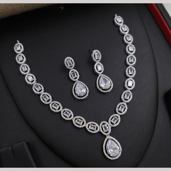 Aamrapali Silver Plated American Diamond Necklace Set