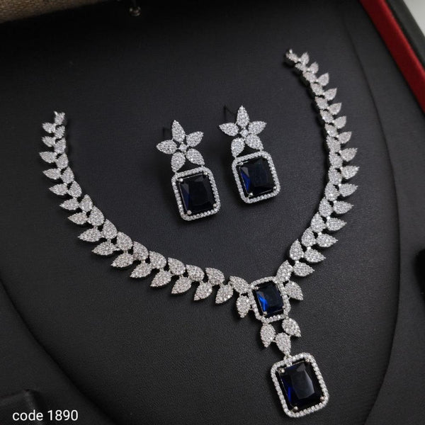 Aamrapali Silver Plated American Diamond Necklace Set