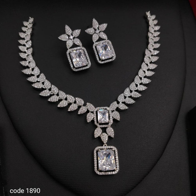 Aamrapali Silver Plated American Diamond Necklace Set