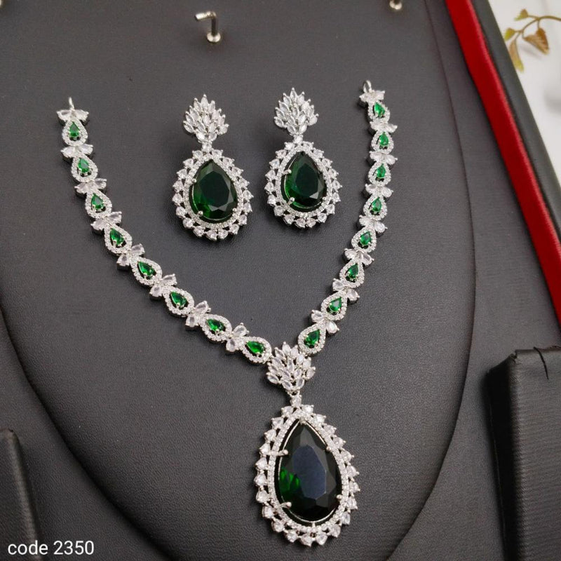 Aamrapali Silver Plated American Diamond Necklace Set