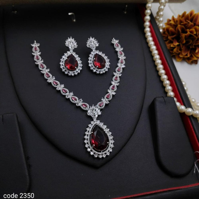 Aamrapali Silver Plated American Diamond Necklace Set