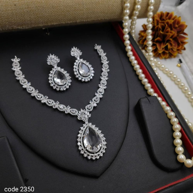 Aamrapali Silver Plated American Diamond Necklace Set