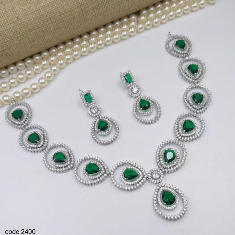 Aamrapali Silver Plated American Diamond Necklace Set