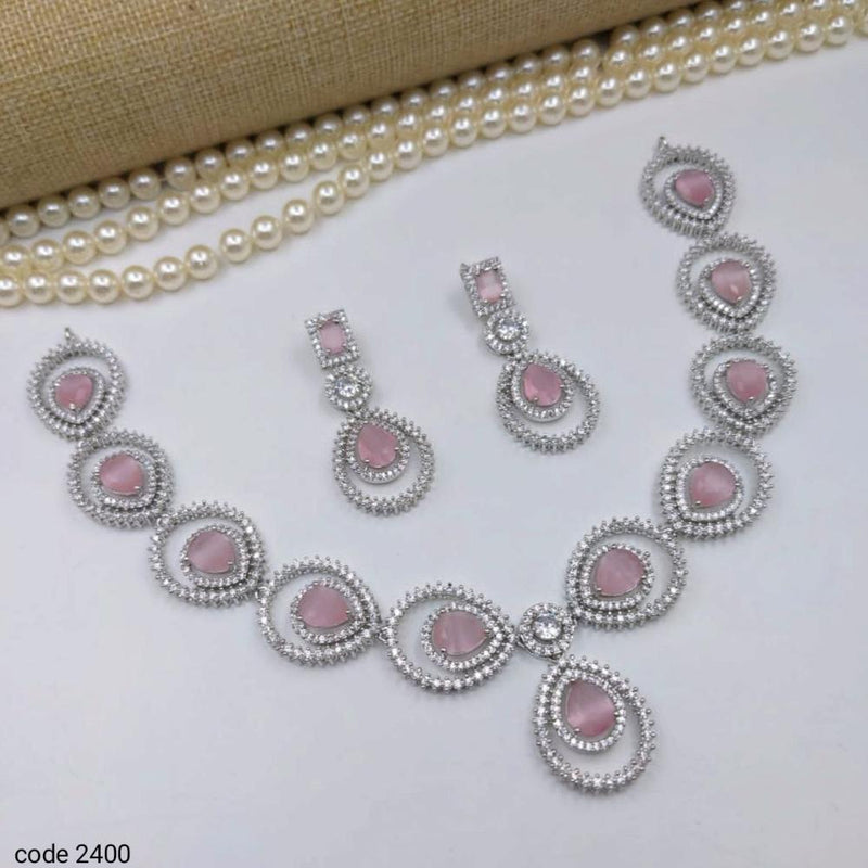 Aamrapali Silver Plated American Diamond Necklace Set