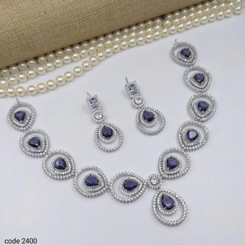 Aamrapali Silver Plated American Diamond Necklace Set