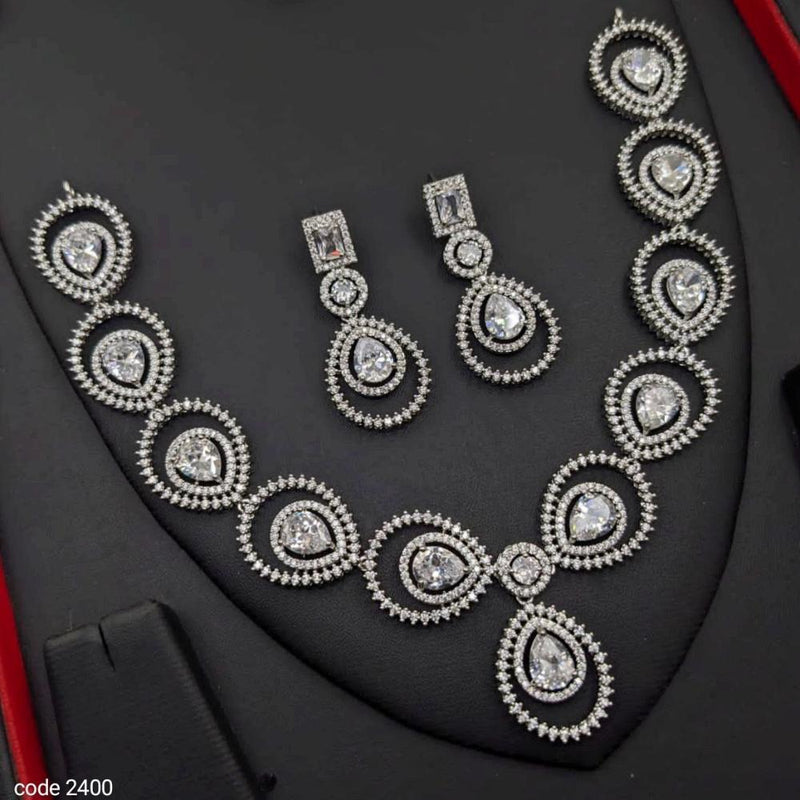 Aamrapali Silver Plated American Diamond Necklace Set